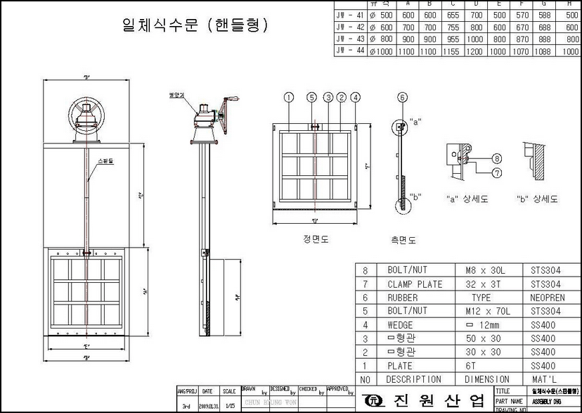 일체식수문 - 스핀들형